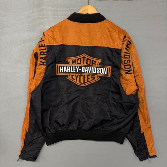 Harley Davidson Embroidered Nylon Men’s Bomber‎ Mesh Lined Jacket Large - Picture 1 of 5